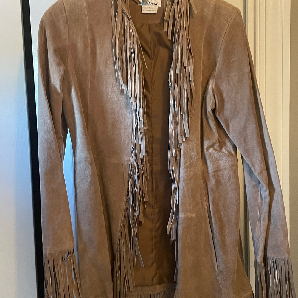 Tan suede jacket with fringe
